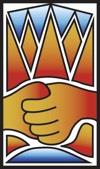 red and yellow shaded hands joining in a hand-drawn style